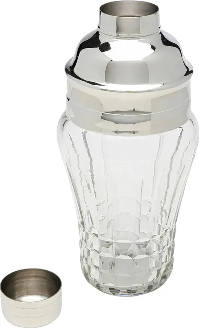 Shaker do drinków szkło transparentne i srebrne aluminium 500 ml