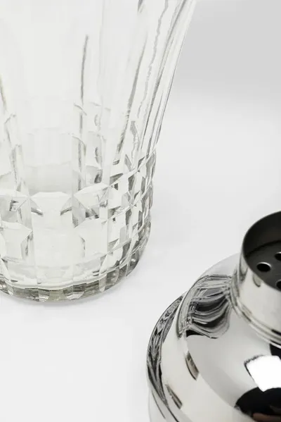 Shaker do drinków szkło transparentne i srebrne aluminium 500 ml