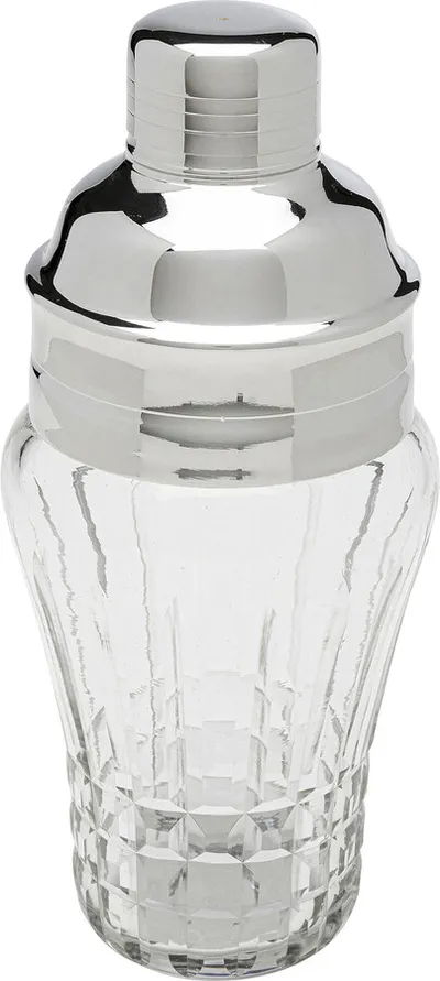 Shaker do drinków szkło transparentne i srebrne aluminium 500 ml