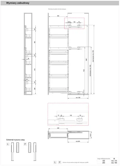 MAXIMA PURO Cargo maxi boczne 200 prawe metal/szkło biały mat/bezbarwny