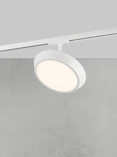 Biała lampa sufitowa Ø20x14 cm z oświetleniem szynowym