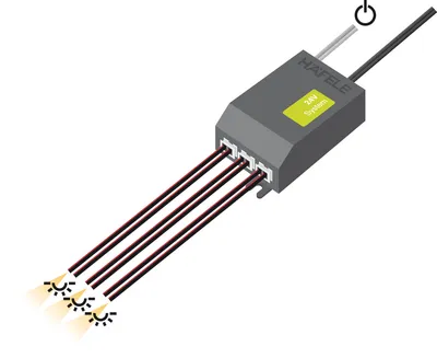 Dystrybutor 3-kanałowy z funkcją przełączania 24V/3,5A/czarny/ Hafele Loox 24V długość kabla: 20 cm
