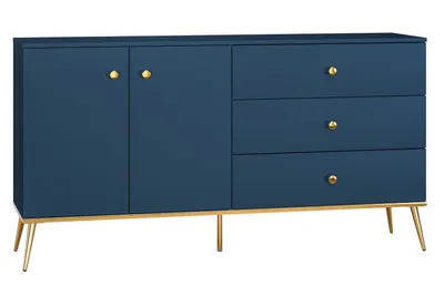 Komoda 2-drzwiowa z szufladami MARINE 03 - granatowy/złoty