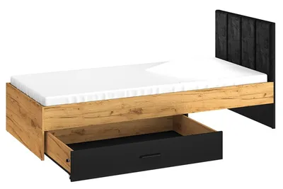 Łóżko z szufladą i stelażem COLT 10 90x200 - dąb craft/czarny
