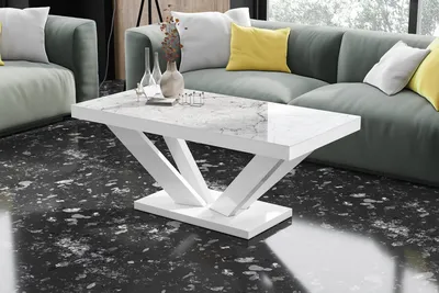 Ława VIVA 2 MINI - venatino white połysk/biały połysk