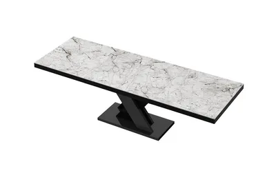 Stół rozkładany XENON LUX 160/256x89 - venatino white połysk/czarny połysk