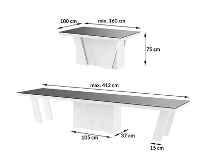 Stół rozkładany GRANDE 160/412x100 - venatino white połysk/biały połysk