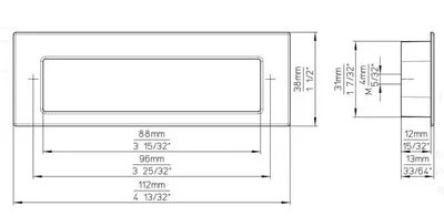 Uchwyt meblowy wpuszczany 2382 - czarny mat / rozstaw 96 mm