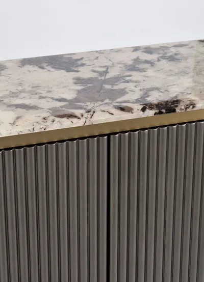 Komoda 3-drzwiowa z marmurowym blatem STILIG - grafitowy