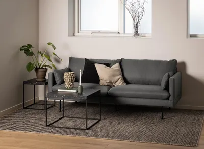 Stolik kawowy BAROSSA 60x60 - czarny marmur/czarny