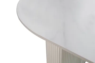 Stół owalny MODIG 180x90 - biały/biały ecru