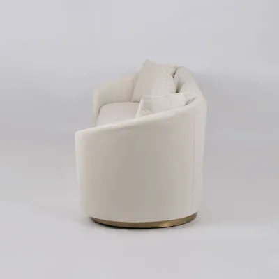 Welurowa sofa 3-osobowa NUA N19 - alabastrowa biel