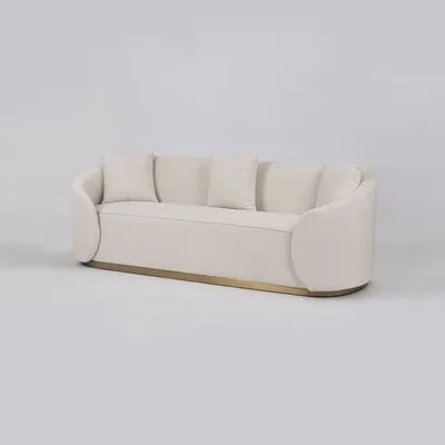 Welurowa sofa 3-osobowa NUA N19 - alabastrowa biel