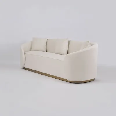 Welurowa sofa 3-osobowa NUA N19 - alabastrowa biel