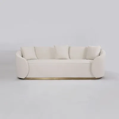 Welurowa sofa 3-osobowa NUA N19 - alabastrowa biel