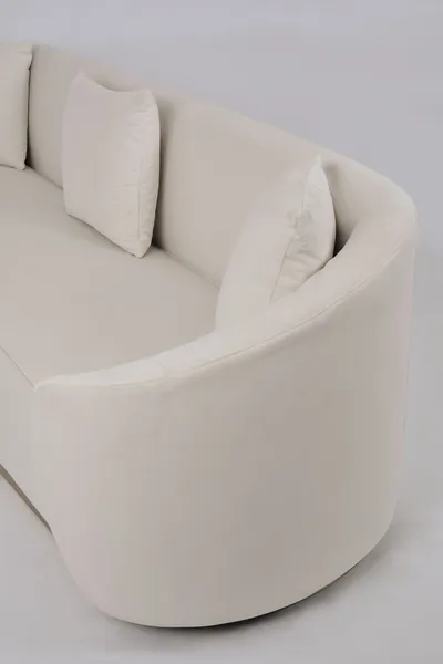 Welurowa sofa 3-osobowa NUA N19 - alabastrowa biel