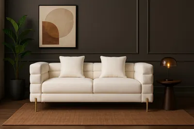 Sofa 2-osobowa NUA N49 bouclé - złamana biel