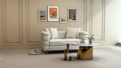 Sofa 2-osobowa NUA N49 bouclé - złamana biel