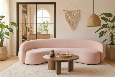 Sofa NUA N77 welur - różowy