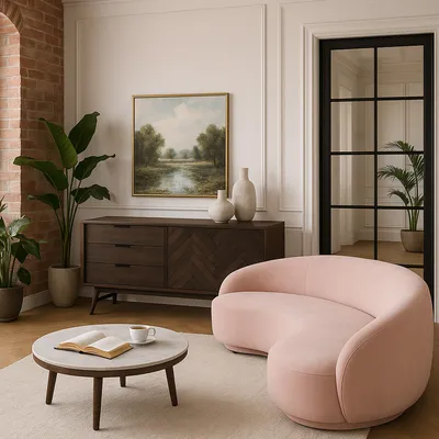 Sofa NUA N77 welur - różowy