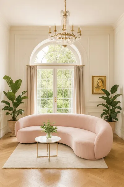 Sofa NUA N77 welur - różowy