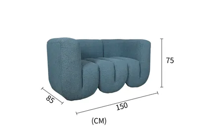 Sofa 2-osobowa szenilowa NUA N88 - niebieski