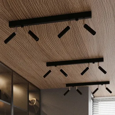 Oświetlenie punktowe metalowe czarne regulowane 100x3 cm