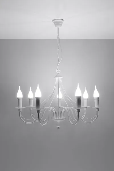 Lampa wisząca 7-punktowa biała 60x80 cm