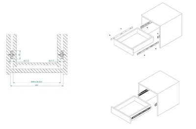 Prowadnica kulkowa bez dociągu II - ocynk biały / dł. 550 mm / 30 kg / L+P