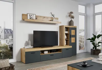 Szafka RTV TYLER - szary/dąb coast evoke