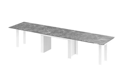 Stół rozkładany MAGRO 170/410x100 - venatino dark mat/biały połysk
