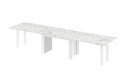 Stół rozkładany MAGRO 170/410x100 - venatino white połysk/biały połysk