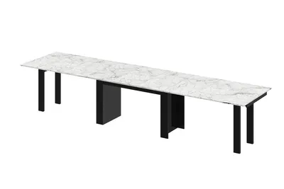 Stół rozkładany MAGRO 170/410x100 - venatino white połysk/czarny połysk
