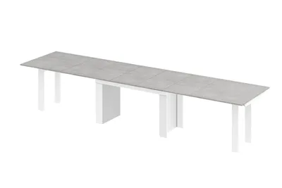 Stół rozkładany MAGRO 170/410x100 - szary beton mat/biały połysk