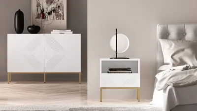 Szafka nocna CLEARING 05 - biały mat/złoty
