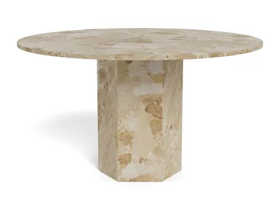 Stół okrągły z marmuru NAXOS 130 cm - jasny brązowy