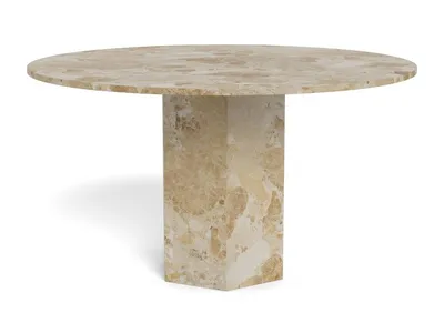 Stół okrągły z marmuru NAXOS 130 cm - jasny brązowy