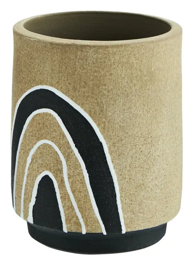 Wazon z terakoty 10.5x13 - beżowy/czarny