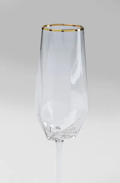 Kieliszek do szampana DIAMOND GOLD RIM - transparentny