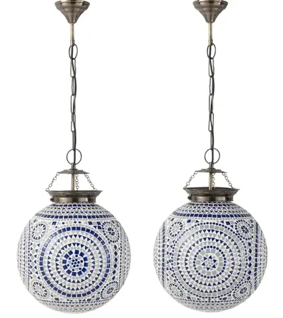 Lampa wisząca EKI MOSAI B 35 cm - biało-niebieski