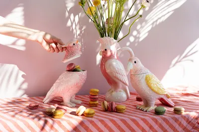 Karafka dekoracyjna EXOTIC BIRD - biały/różowy