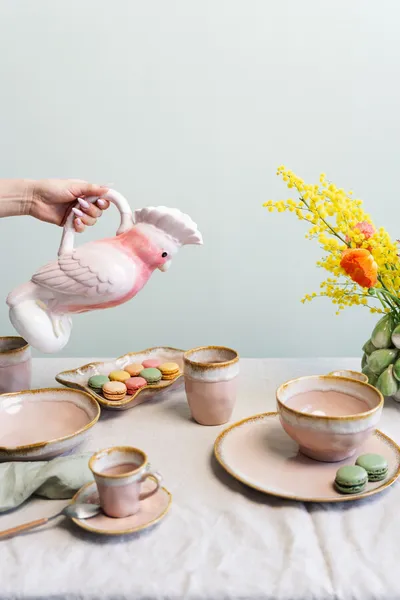 Karafka dekoracyjna EXOTIC BIRD - biały/różowy