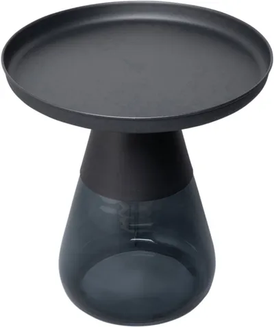 Stolik okrągły BOTTIGLIA 50 cm - czarny/dymiony