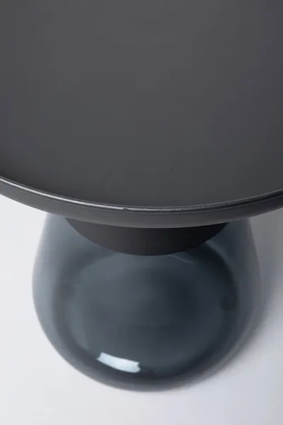 Stolik okrągły BOTTIGLIA 50 cm - czarny/dymiony
