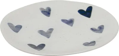 Talerz deserowy CUORI 22 cm - biały/niebieski
