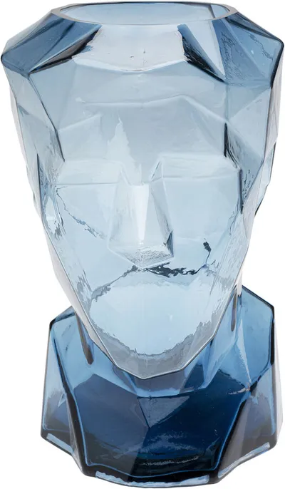 Wazon szklany PRISMA FACE - niebieski