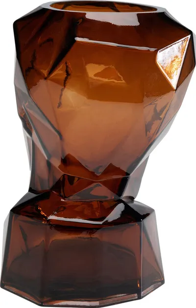 Wazon szklany PRISMA FACE - brązowy
