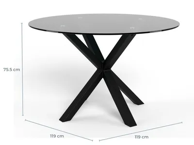 Stół okrągły HEAVEN 119 cm - transparentny/czarny