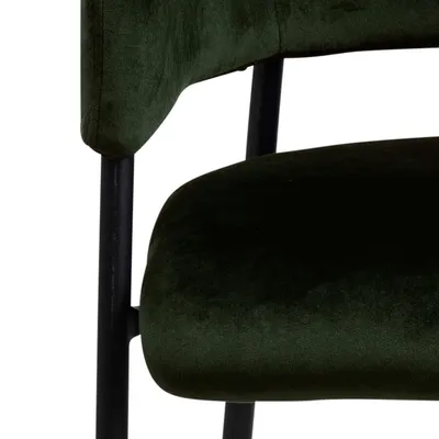 Krzesło welurowe z podłokietnikami JIMBO - ciemny zielony