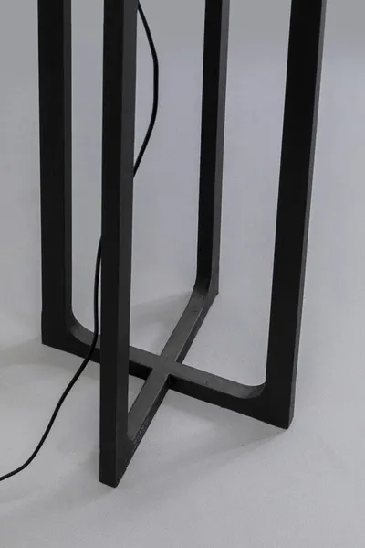 Lampa podłogowa z abażurem czarna stal 160 cm